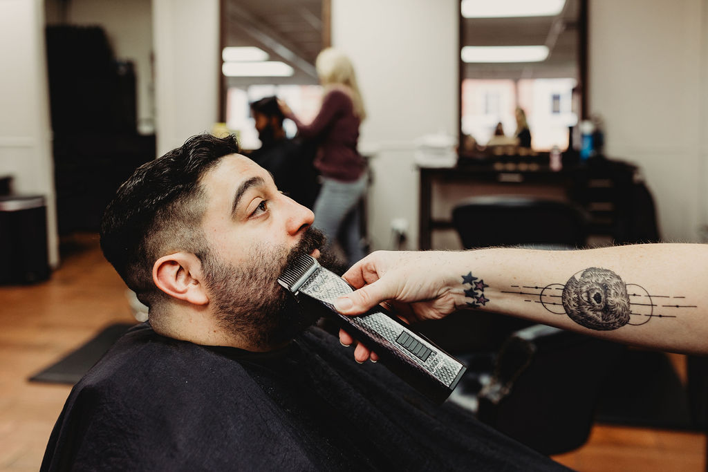 Beard trim with clippers at The Gentleman's Salon in State College, PA