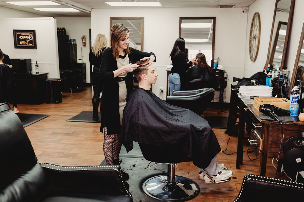 Men's haircut at The Gentleman's Salon barber shop in State College, PA